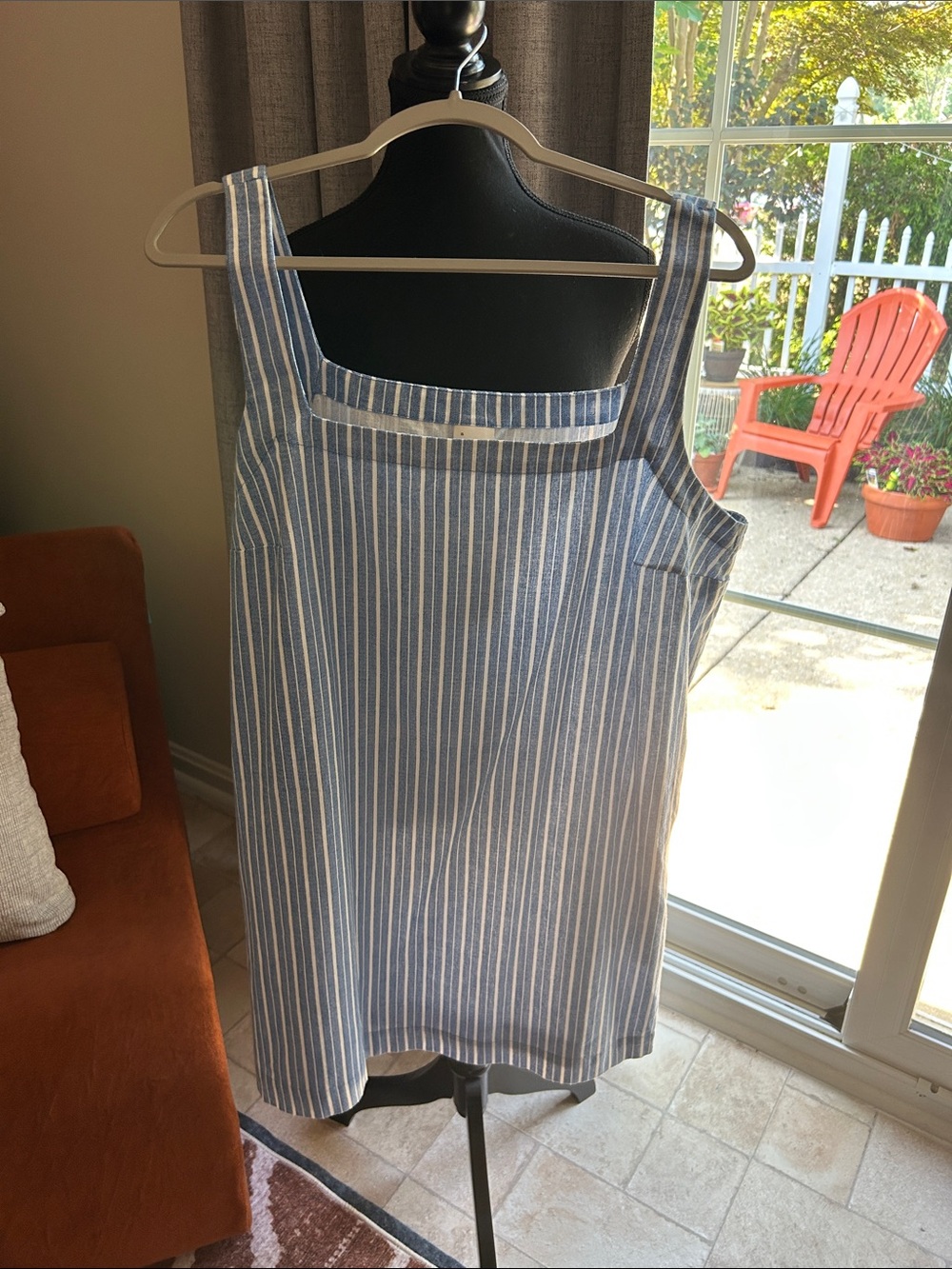 a new day Blue and White Striped Square-Neck Mini Dress